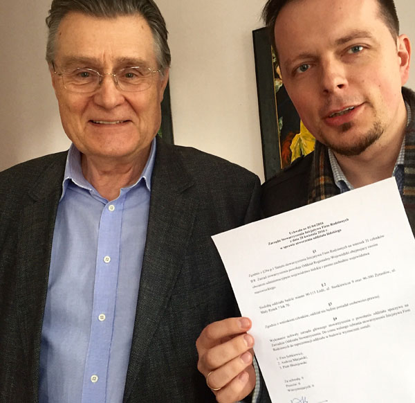 Andrzej Blikle i Sebastian Margalski - uchwała o założeniu pierwszego oddziału stowarzyszenia firm rodzinnych